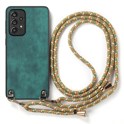 For Samsung Galaxy S25 Ultra 5G Vintage Leather PC Back Cover Phone Case with Crossbody Strap(Green) by buy2fix