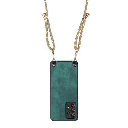 For Samsung Galaxy S25 Ultra 5G Vintage Leather PC Back Cover Phone Case with Crossbody Strap(Green) by buy2fix