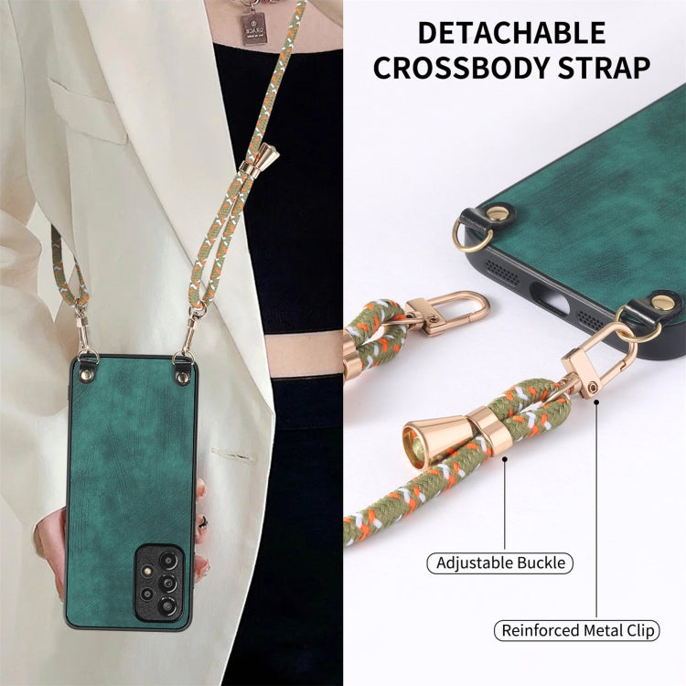 For Samsung Galaxy S25 Ultra 5G Vintage Leather PC Back Cover Phone Case with Crossbody Strap(Green) by buy2fix