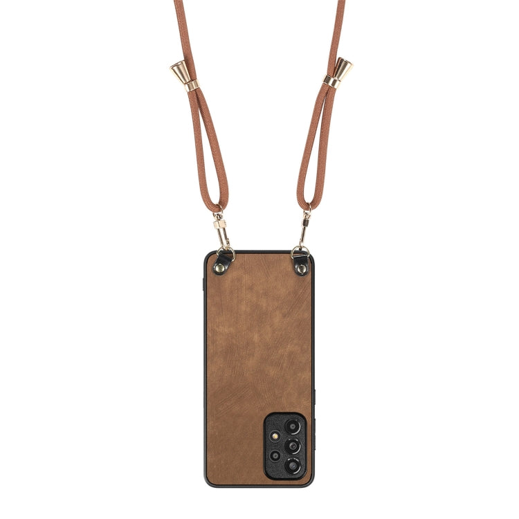 For Samsung Galaxy S25 Ultra 5G Vintage Leather PC Back Cover Phone Case with Crossbody Strap(Brown) by buy2fix