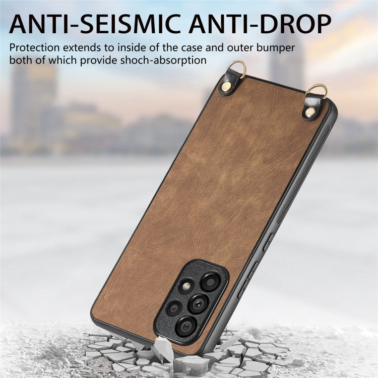 For Samsung Galaxy S25 Ultra 5G Vintage Leather PC Back Cover Phone Case with Crossbody Strap(Brown) by buy2fix
