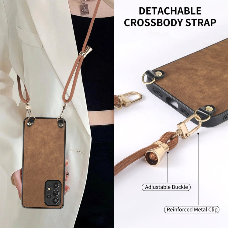 For Samsung Galaxy S25 Ultra 5G Vintage Leather PC Back Cover Phone Case with Crossbody Strap(Brown) by buy2fix