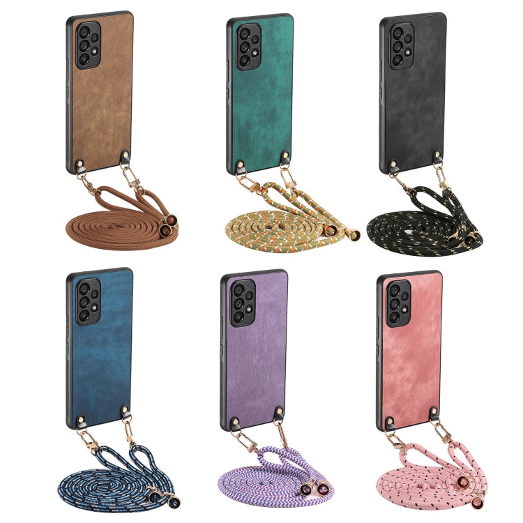 For Samsung Galaxy S25 Ultra 5G Vintage Leather PC Back Cover Phone Case with Crossbody Strap(Pink) by buy2fix