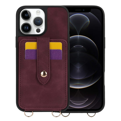 For iPhone 12 Pro Crossbody Skin Card Bag Lanyard Phone Case(Red) - iPhone 12 / 12 Pro Cases by buy2fix | Online Shopping UK | buy2fix