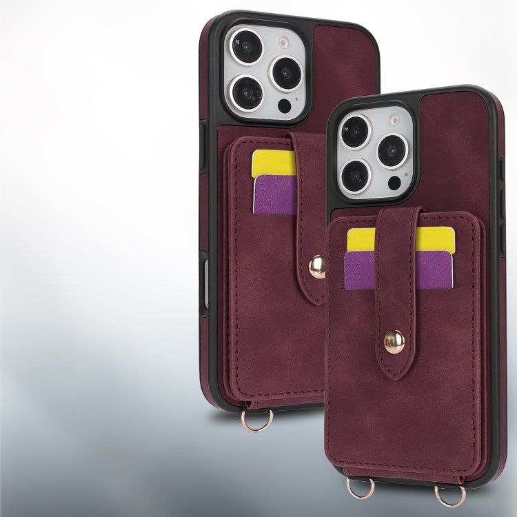 For iPhone 12 Pro Crossbody Skin Card Bag Lanyard Phone Case(Red) - iPhone 12 / 12 Pro Cases by buy2fix | Online Shopping UK | buy2fix