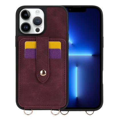For iPhone 13 Pro Crossbody Skin Card Bag Lanyard Phone Case(Red) - iPhone 13 Pro Cases by buy2fix | Online Shopping UK | buy2fix