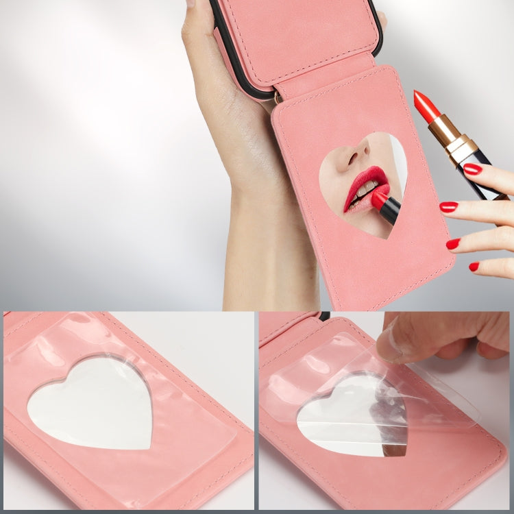 For iPhone 14 Crossbody Skin Card Bag Lanyard Phone Case(Pink) - iPhone 14 Cases by buy2fix | Online Shopping UK | buy2fix