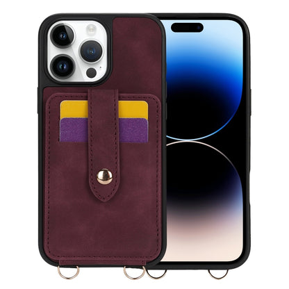 For iPhone 14 Pro Max Crossbody Skin Card Bag Lanyard Phone Case(Red) - iPhone 14 Pro Max Cases by buy2fix | Online Shopping UK | buy2fix