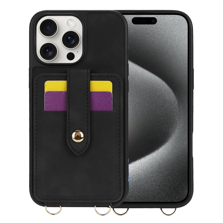 For iPhone 15 Pro Crossbody Skin Card Bag Lanyard Phone Case(Black) - iPhone 15 Pro Cases by buy2fix | Online Shopping UK | buy2fix