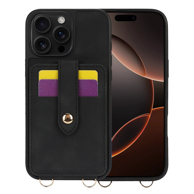 For iPhone 16 Pro Max Crossbody Skin Card Bag Lanyard Phone Case(Black) - iPhone 16 Pro Max Cases by buy2fix | Online Shopping UK | buy2fix