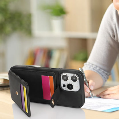 For iPhone 16 Pro Max Crossbody Skin Card Bag Lanyard Phone Case(Black) - iPhone 16 Pro Max Cases by buy2fix | Online Shopping UK | buy2fix