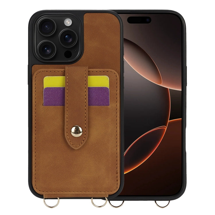 For iPhone 16 Pro Max Crossbody Skin Card Bag Lanyard Phone Case(Brown) - iPhone 16 Pro Max Cases by buy2fix | Online Shopping UK | buy2fix