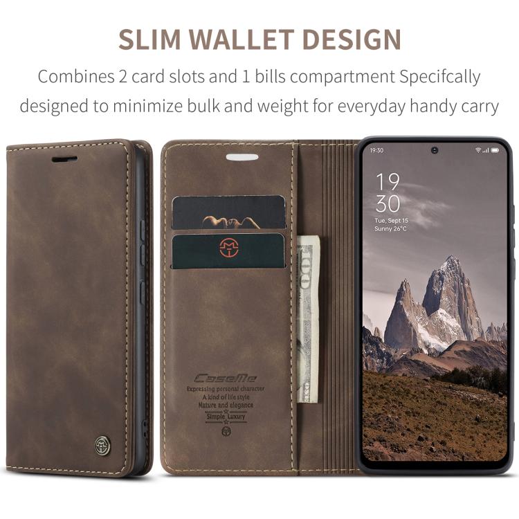 For OPPO Reno12 5G Global CaseMe 013 Multifunctional Horizontal Flip Leather Phone Case(Coffee) - OPPO Cases by CaseMe | Online Shopping UK | buy2fix