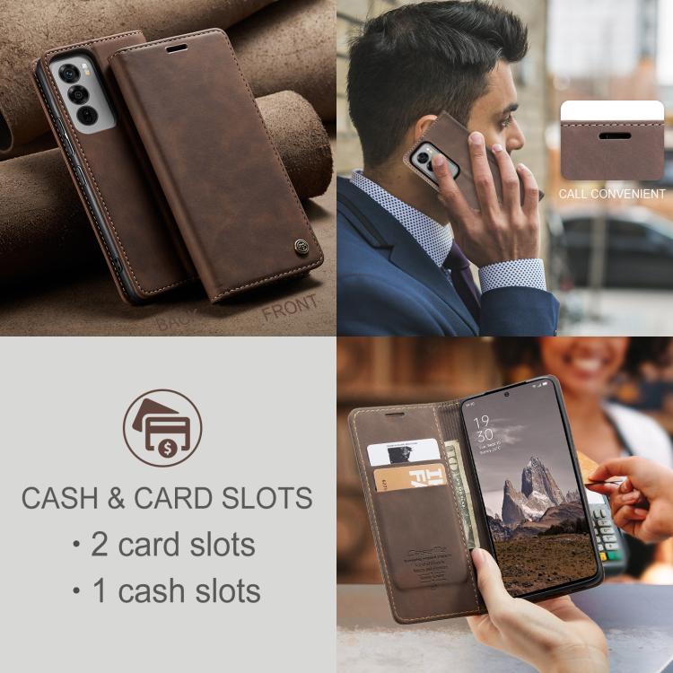 For OPPO Reno12 5G Global CaseMe 013 Multifunctional Horizontal Flip Leather Phone Case(Coffee) - OPPO Cases by CaseMe | Online Shopping UK | buy2fix