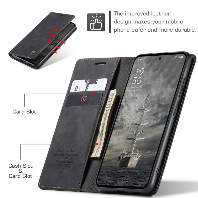 For OPPO Reno12 Pro 5G Global CaseMe 013 Multifunctional Horizontal Flip Leather Phone Case(Black) - OPPO Cases by CaseMe | Online Shopping UK | buy2fix