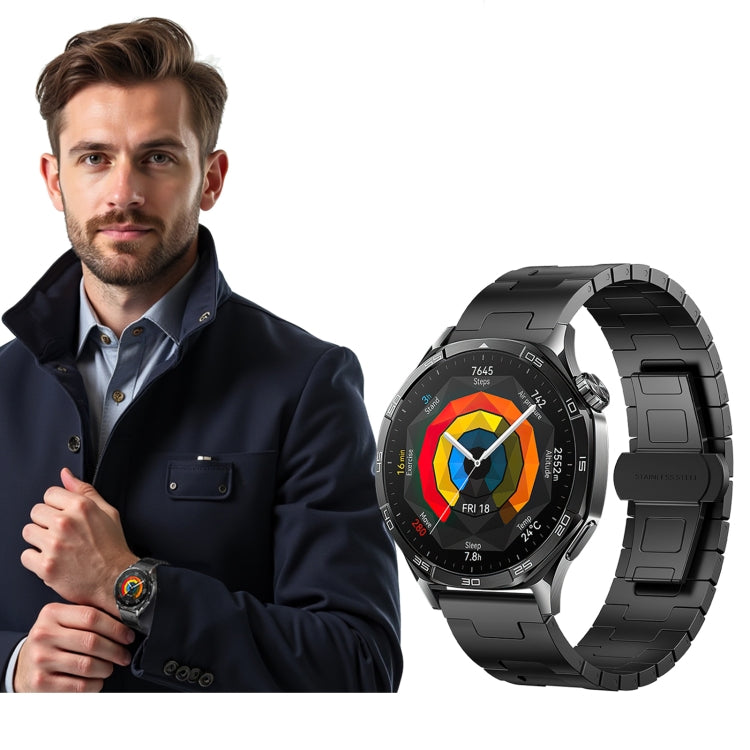 For Huawei Watch Ultimate Titanium Alloy 22mm Metal Watch Band(Black) - Watch Bands by buy2fix | Online Shopping UK | buy2fix