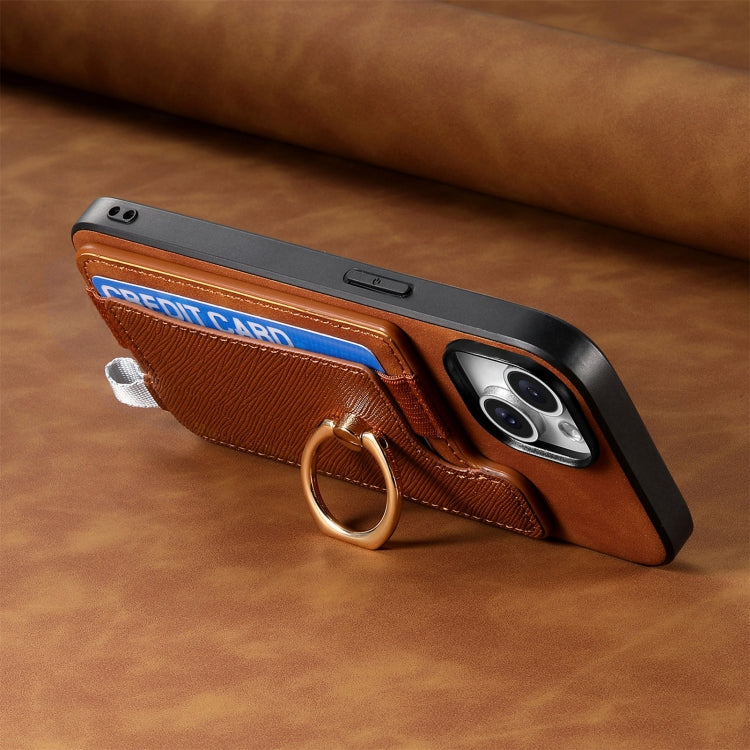 For Motorola Moto G 5G 2024 Retro Magsafe Cross Leather Ring Holder Card Bag Phone Case(Brown) by buy2fix