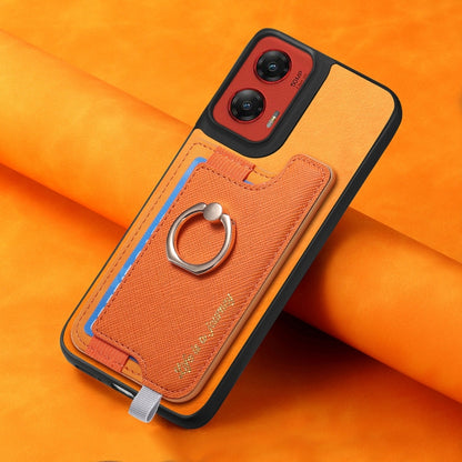 For Motorola Moto G Stylus 5G 2024 Retro Magsafe Cross Leather Ring Holder Card Bag Phone Case(Yellow) by buy2fix