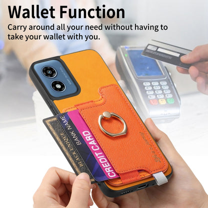 For Motorola Moto G Play 2024 4G Retro Magsafe Cross Leather Ring Holder Card Bag Phone Case(Yellow) by buy2fix