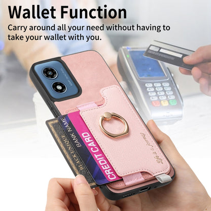 For Motorola Moto G Play 2024 4G Retro Magsafe Cross Leather Ring Holder Card Bag Phone Case(Pink) by buy2fix