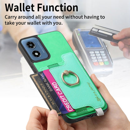 For Motorola Moto G Play 2024 4G Retro Magsafe Cross Leather Ring Holder Card Bag Phone Case(Green) by buy2fix