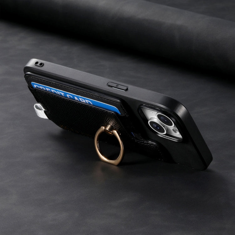 For Motorola Moto G Play 2024 4G Retro Magsafe Cross Leather Ring Holder Card Bag Phone Case(Black) by buy2fix