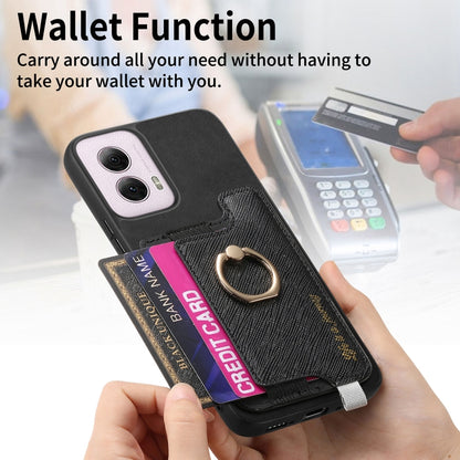 For Motorola Moto G Power 2024 5G Retro Magsafe Cross Leather Ring Holder Card Bag Phone Case(Black) by buy2fix