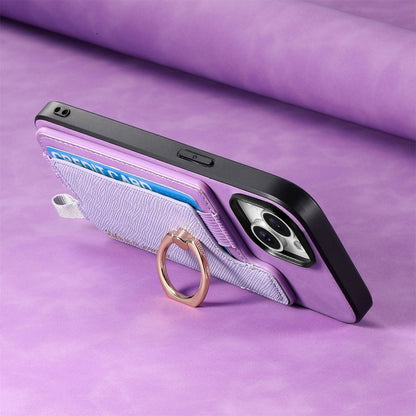 For Samsung Galaxy S25 5G Retro Cross Leather Ring Horizontal Insert Card Bag MagSafe Phone Case(Purple) by buy2fix