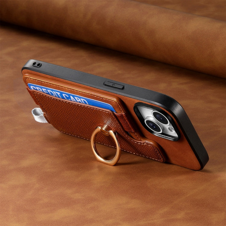 For Samsung Galaxy S25+ 5G Retro Cross Leather Ring Horizontal Insert Card Bag MagSafe Phone Case(Brown) by buy2fix