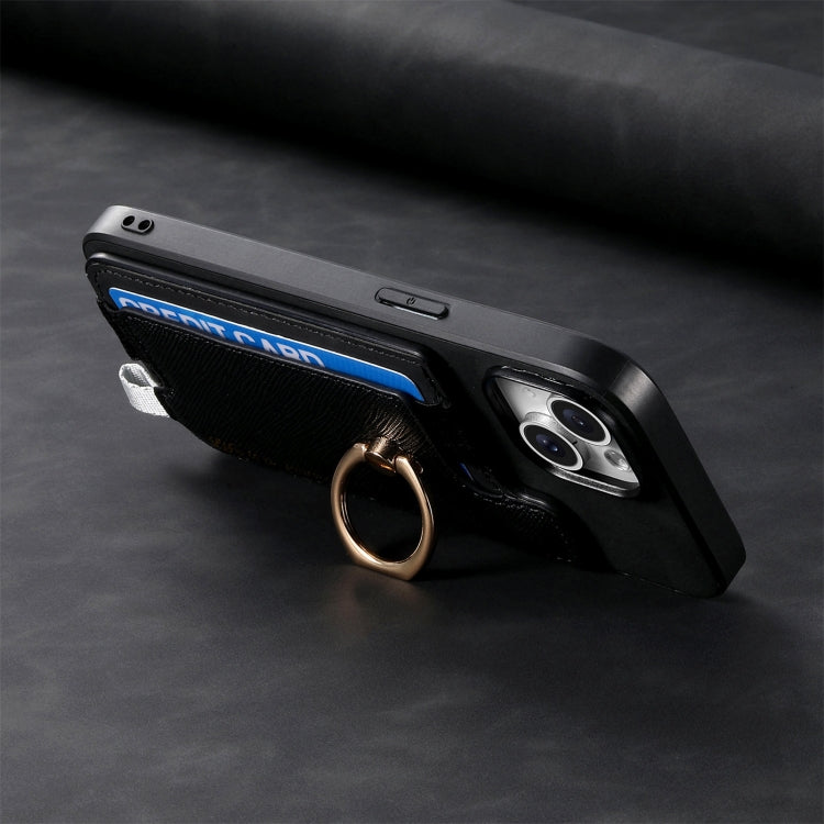 For Samsung Galaxy S25 Ultra 5G Retro Cross Leather Ring Horizontal Insert Card Bag MagSafe Phone Case(Black) by buy2fix