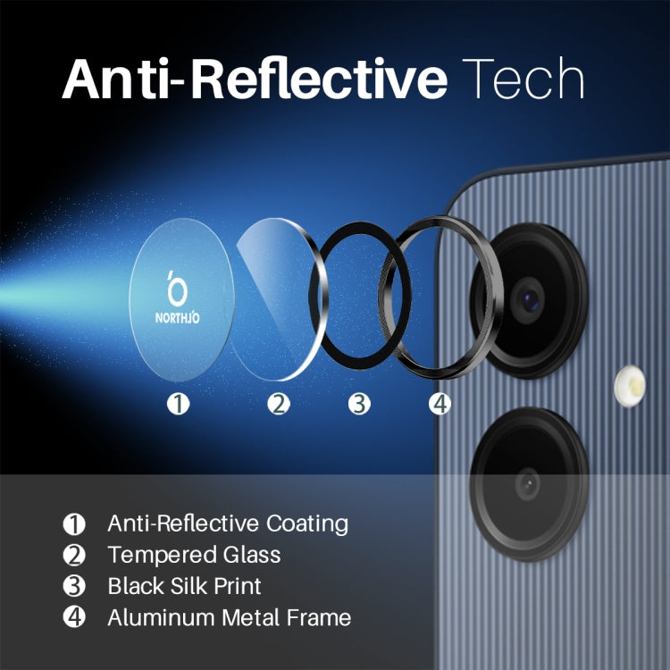For Samsung Galaxy A06 4G NORTHJO Camera Lens Protector CD Metal Ring Tempered Glass Film(Black) - Galaxy Tempered Glass by NORTHJO | Online Shopping UK | buy2fix