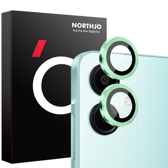 For Samsung Galaxy A06 4G NORTHJO Camera Lens Protector CD Metal Ring Tempered Glass Film(Green)