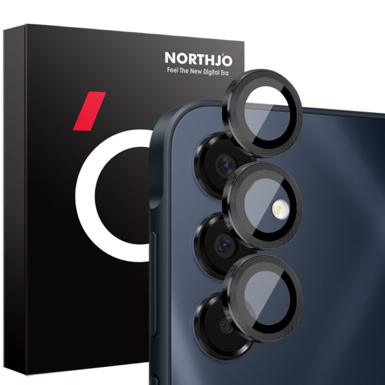 For Samsung Galaxy A16 5G NORTHJO Camera Lens Protector CD Metal Ring Tempered Glass Film(Black) - Galaxy Tempered Glass by NORTHJO | Online Shopping UK | buy2fix