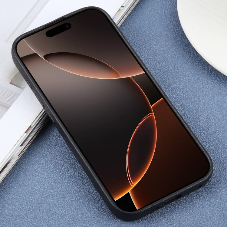 For iPhone 16 Pro Max Plain Imitation Leather Back Cover Phone Case(Black) by buy2fix