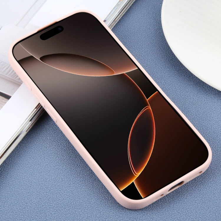 For iPhone 16 Pro Plain Imitation Leather Back Cover Phone Case(Pink) by buy2fix