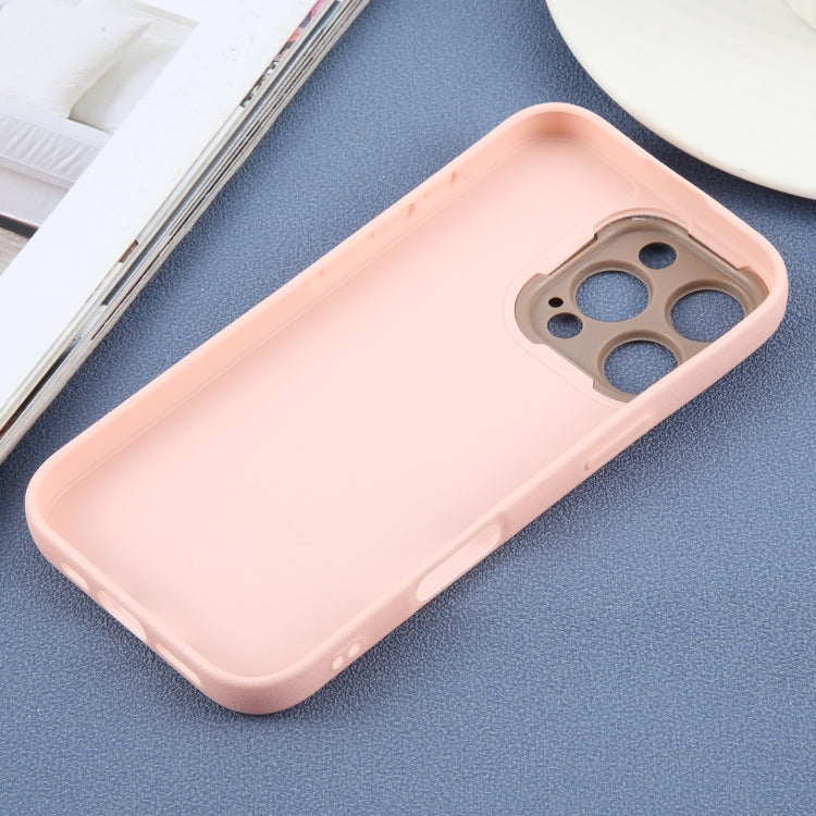 For iPhone 16 Pro Plain Imitation Leather Back Cover Phone Case(Pink) by buy2fix