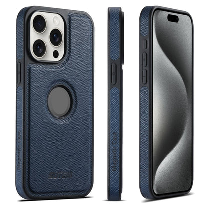 For iPhone 15 Pro Max Suteni G1 Cross Texture MagSafe Phone Case(Blue) - iPhone 15 Pro Max Cases by Suteni | Online Shopping UK | buy2fix