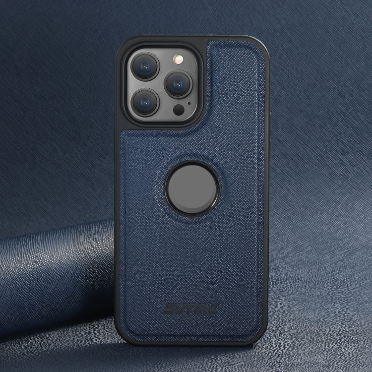 For iPhone 15 Pro Max Suteni G1 Cross Texture MagSafe Phone Case(Blue) - iPhone 15 Pro Max Cases by Suteni | Online Shopping UK | buy2fix