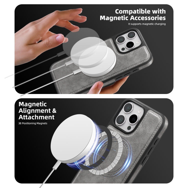 For iPhone 11 Shield Multi-functional MagSafe Card Bag Phone Case(Grey) - iPhone 11 Cases by buy2fix | Online Shopping UK | buy2fix