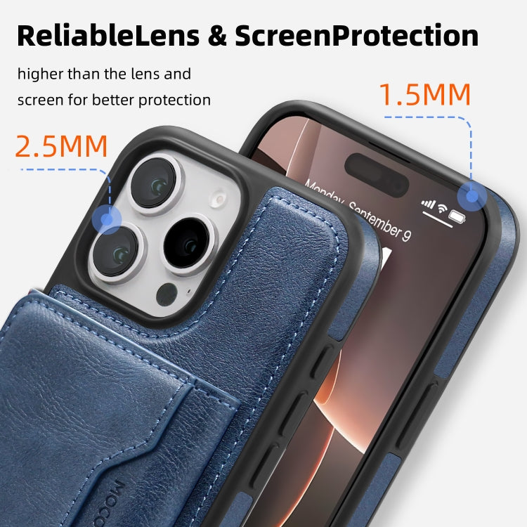 For iPhone 12 Pro Max Shield Multi-functional MagSafe Card Bag Phone Case(Blue) - iPhone 12 Pro Max Cases by buy2fix | Online Shopping UK | buy2fix