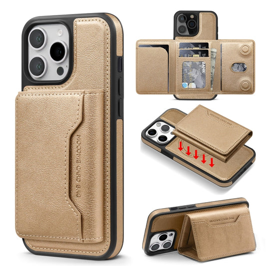 For iPhone 14 Pro Max Shield Multi-functional MagSafe Card Bag Phone Case(Desert Gold) - iPhone 14 Pro Max Cases by buy2fix | Online Shopping UK | buy2fix