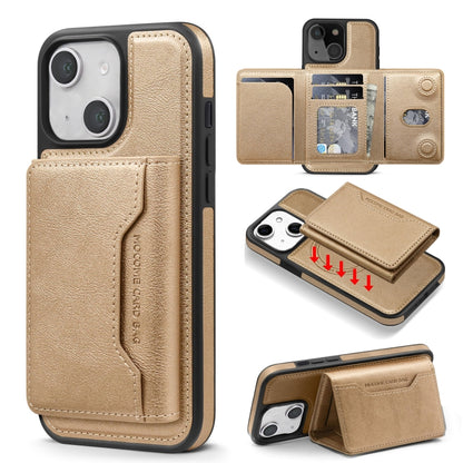 For iPhone 15 Shield Multi-functional MagSafe Card Bag Phone Case(Desert Gold) - iPhone 15 Cases by buy2fix | Online Shopping UK | buy2fix