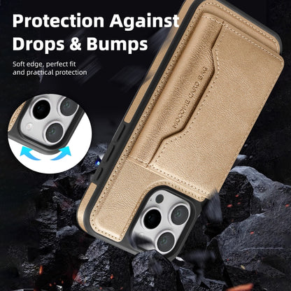 For iPhone 15 Shield Multi-functional MagSafe Card Bag Phone Case(Desert Gold) - iPhone 15 Cases by buy2fix | Online Shopping UK | buy2fix