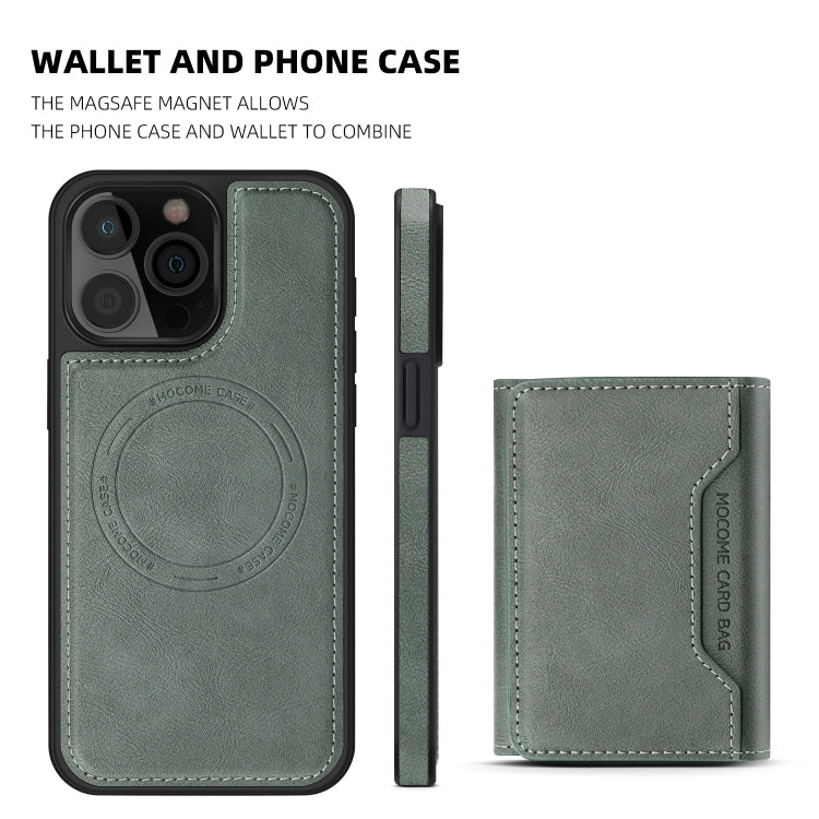 For iPhone 15 Shield Multi-functional MagSafe Card Bag Phone Case(Green) - iPhone 15 Cases by buy2fix | Online Shopping UK | buy2fix