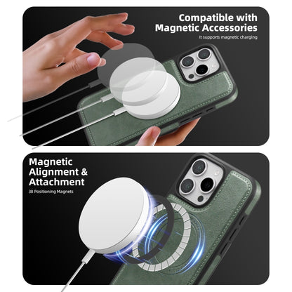For iPhone 15 Shield Multi-functional MagSafe Card Bag Phone Case(Green) - iPhone 15 Cases by buy2fix | Online Shopping UK | buy2fix