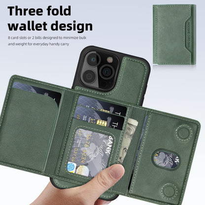For iPhone 15 Shield Multi-functional MagSafe Card Bag Phone Case(Green) - iPhone 15 Cases by buy2fix | Online Shopping UK | buy2fix