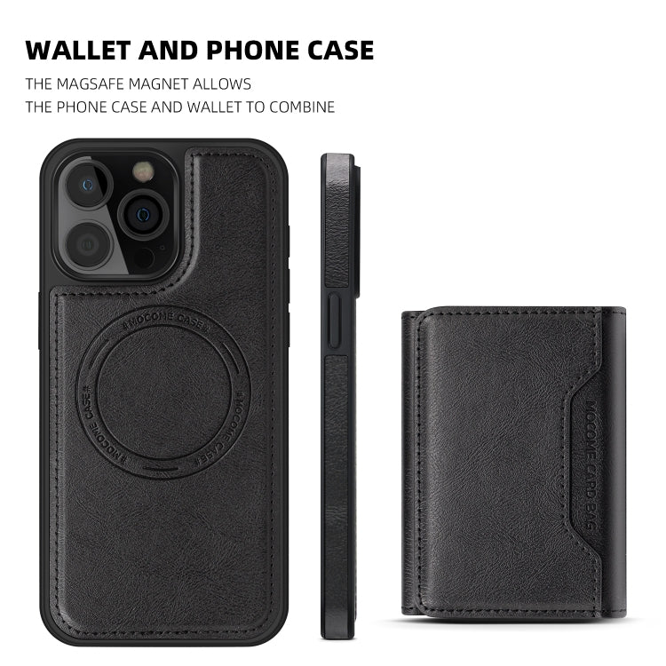 For iPhone 15 Pro Shield Multi-functional MagSafe Card Bag Phone Case(Black) - iPhone 15 Pro Cases by buy2fix | Online Shopping UK | buy2fix