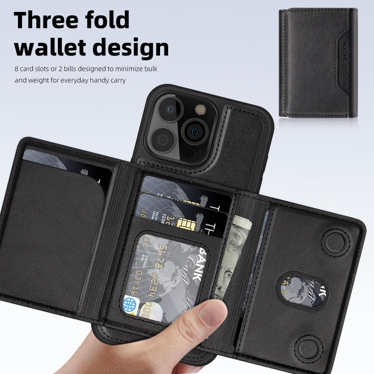 For iPhone 15 Pro Shield Multi-functional MagSafe Card Bag Phone Case(Black) - iPhone 15 Pro Cases by buy2fix | Online Shopping UK | buy2fix