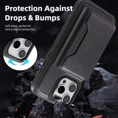 For iPhone 15 Pro Shield Multi-functional MagSafe Card Bag Phone Case(Black) - iPhone 15 Pro Cases by buy2fix | Online Shopping UK | buy2fix