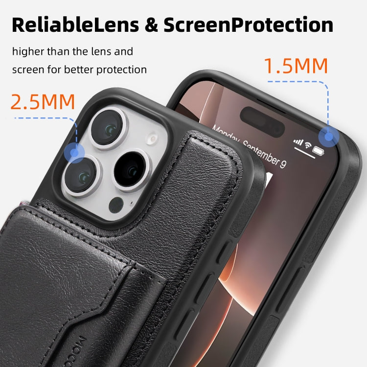 For iPhone 15 Pro Shield Multi-functional MagSafe Card Bag Phone Case(Black) - iPhone 15 Pro Cases by buy2fix | Online Shopping UK | buy2fix